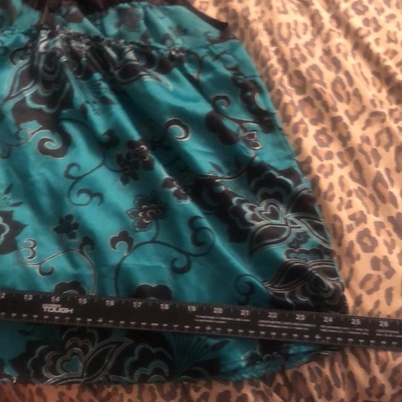 Charlotte Russe size XL green & black print silky racerback camisole zip front - Picture 15 of 16